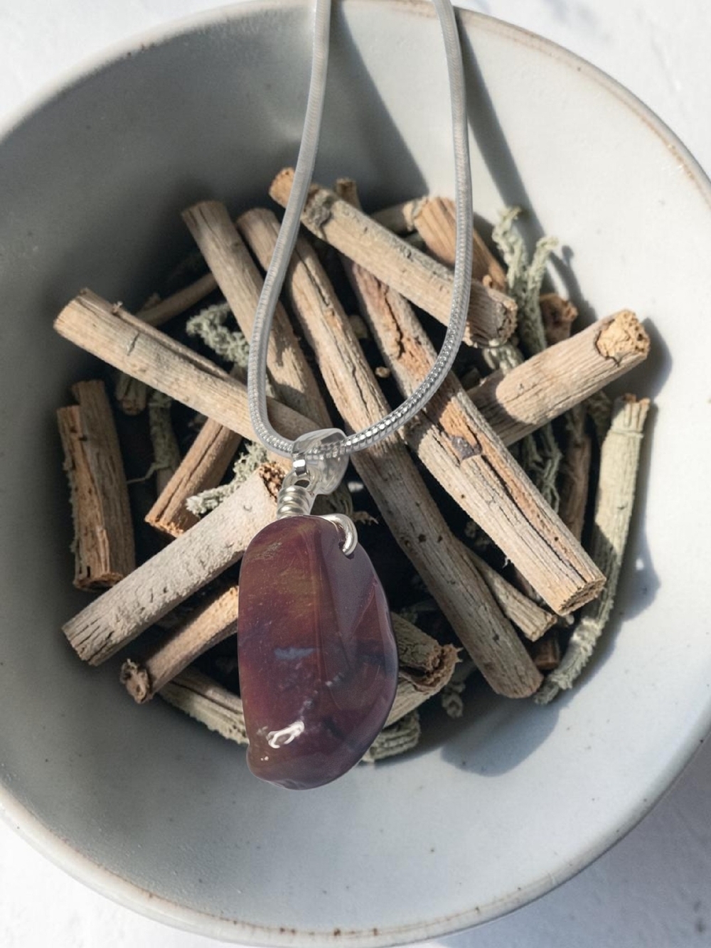 Handcrafted Purple Agate Pendant Necklace - Women Jewelry